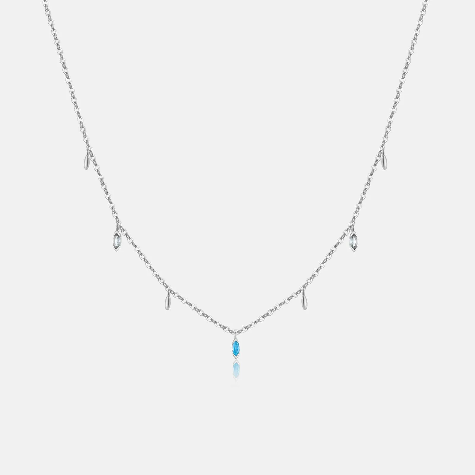 

VEWANT 100% стерлингового серебра 925 пробы, аквамарин, мраморный кулон, длинная цепочка с цирконием, ожерелье, колье, 2024, роскошные изысканные свадебные украшения