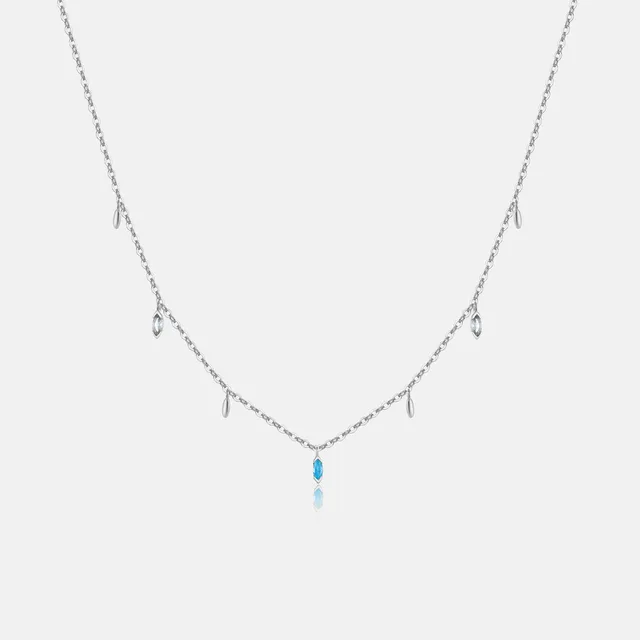 VEWANT 100% 925 Sterling Silver Aquamarine Marqulse Wisiorek CZ Długi łańcuszek Naszyjnik Choker 2024 Luksusowa biżuteria ślubna