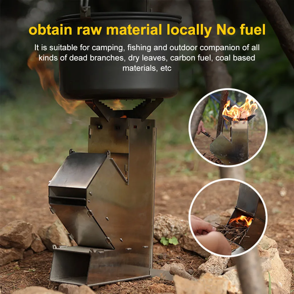Portable Detachable Wood Burner Folding Firewood Stove Stainless Steel Backpacking Camp Tent Stove for Outdoor Hiking BBQ Picnic