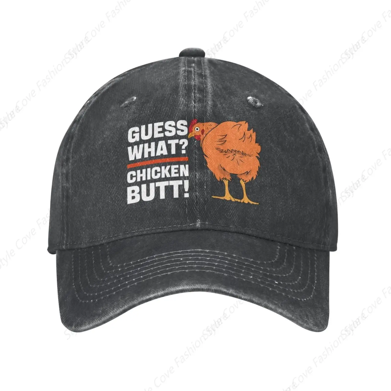 Guess What Chicken Butt Running Hats Adjustable Washed Truck Hat Classic Vintage Hat Outdoor Sports Cap Adult Sunscreen Hat