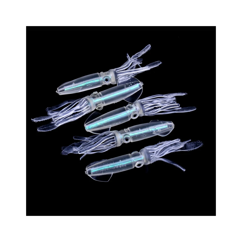 

5 шт./пакет, 8 г, светящиеся мягкие приманки, смешанные промасленные мягкие юбки в виде осьминога, приманки для кальмара, искусственные мягкие приманки для кальмара, рыболовные приманки на заказ