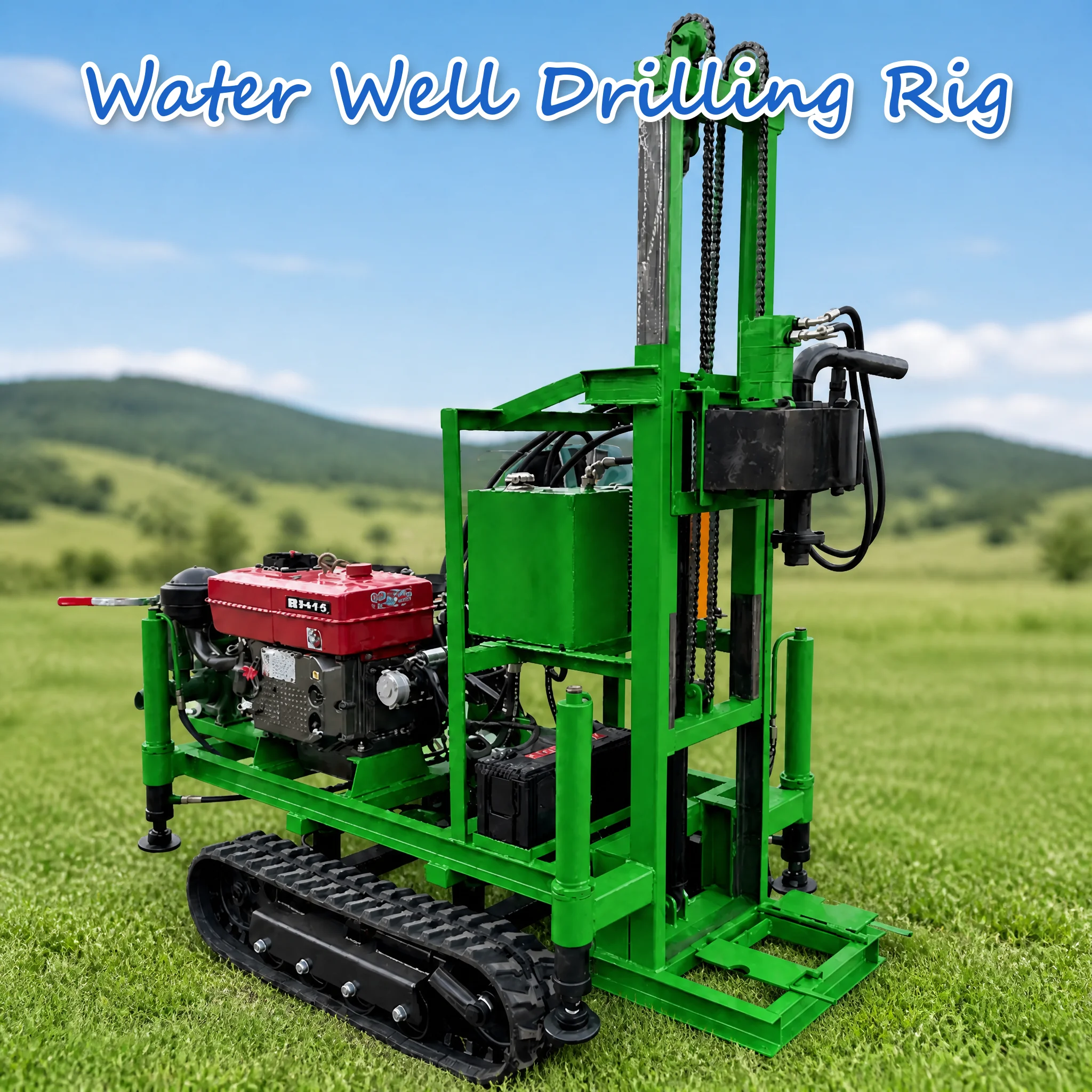 Customized Well Drilling Rig Hydraulic Control System Diesel Powered 22 to 35HP Crawler Base for Irrigation Peak Power Output