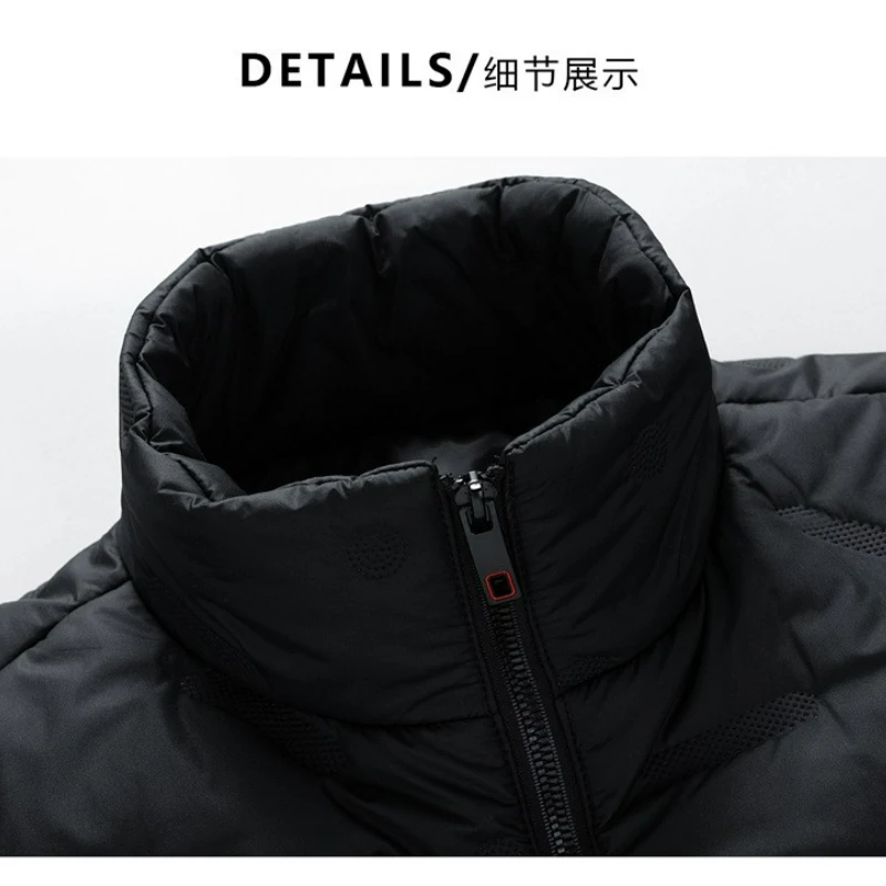 بالإضافة إلى حجم الرجال سترة مبطنة الراحة العمل في الهواء الطلق سميكة الدافئة مبطن السترات الأزياء الوقوف طوق معطف الشتاء القطن خفيفة الوزن #4