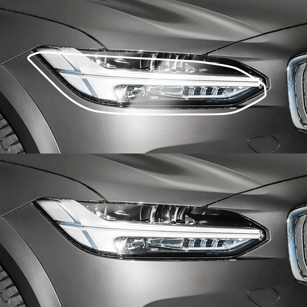 For Volvo V90 2016-2026 Headlight Protective Film Pre-Cut Smoke Black TPU PPF Vinyl Wrap Protective Kit - view 3