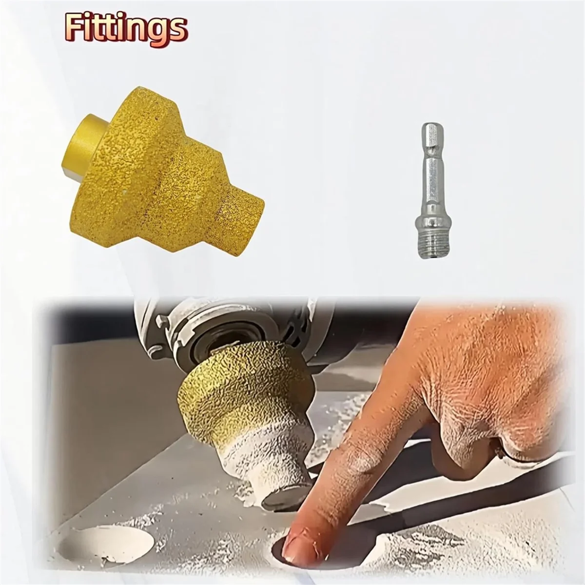 

AA25 2pcs Diamond Step Drill Bit(20mm/35mm/50mm)-M10 Thread Hole Opener for Tile,Concrete-Chamfer&Polish with Angle Grinder