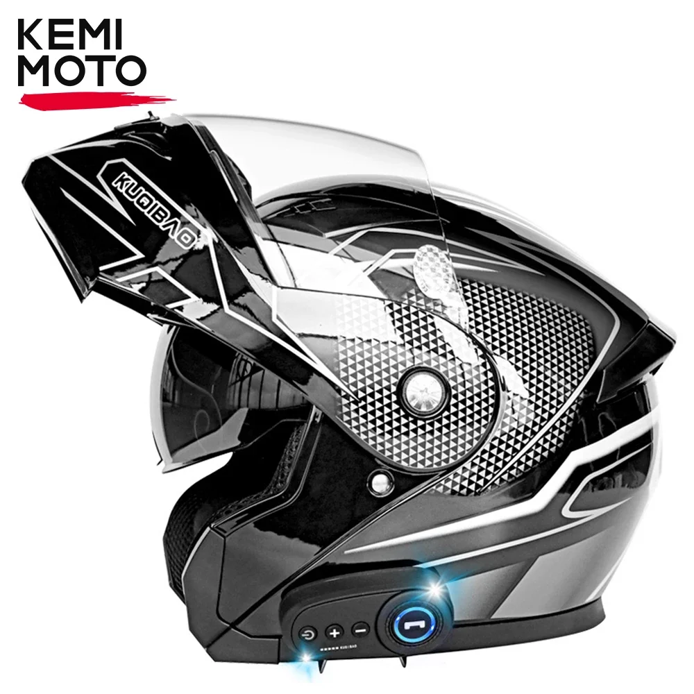

Motorcycle Helmet With Bluetooth Double HD Anti-Fog Lens ABS Material Riding Racing Casco Moto Flip Up Helmet Protection