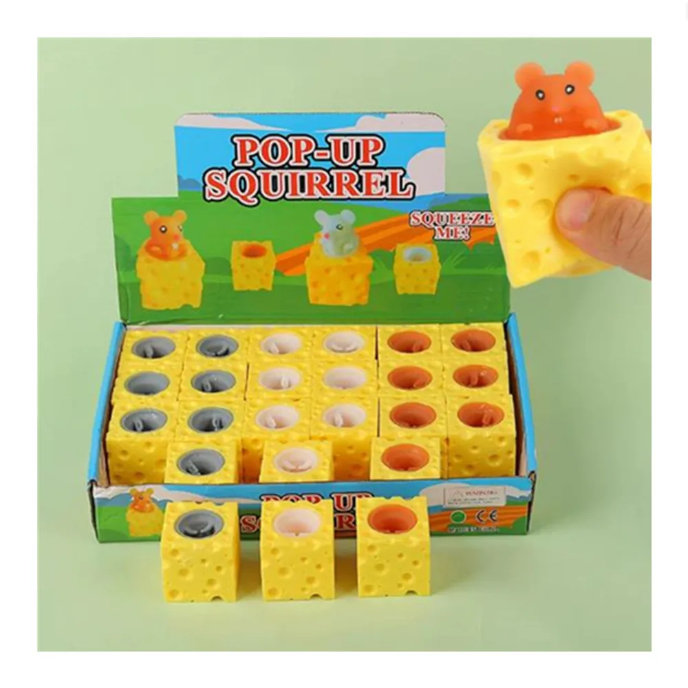 1 Stück Cartoon Kaninchen Pop Up Tier Squeezy Chipmunks Käse Maus Squeeze Me PVC Modell Lindern Angst Reduzieren Stress Kind Geschenk Spielzeug