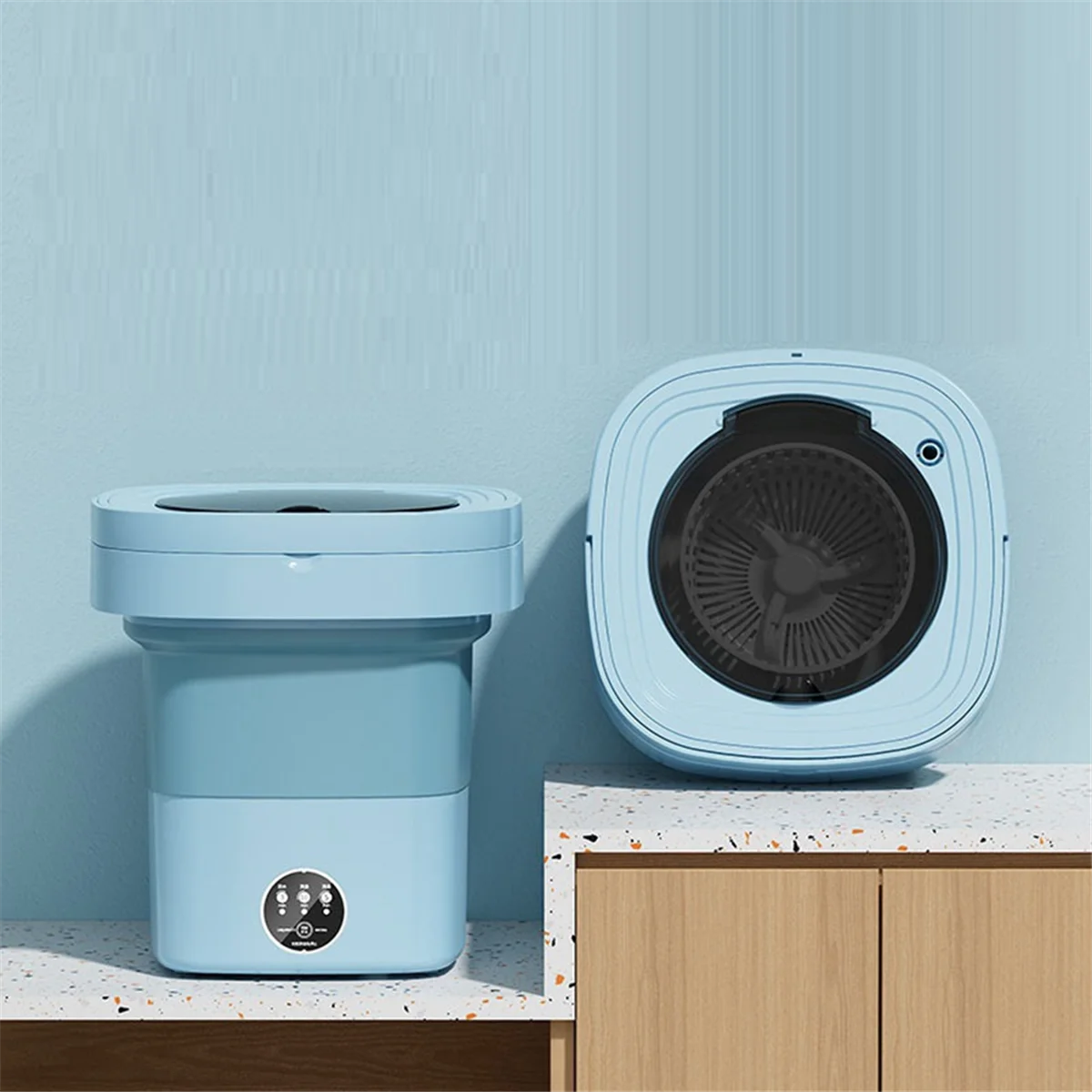 HOT Folding Washing Machine Portable Small Washing Machine Mini Underwear Cleaning Machine 8L Green (US Plug)