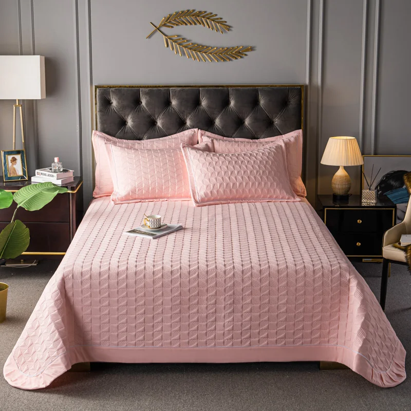 Simplicity Pink Bedspread Quilted Quilt Pillowcases Bedding Throws Blanket Plaids Coverlet Bed Cover Blankets 1-3PCS #/w