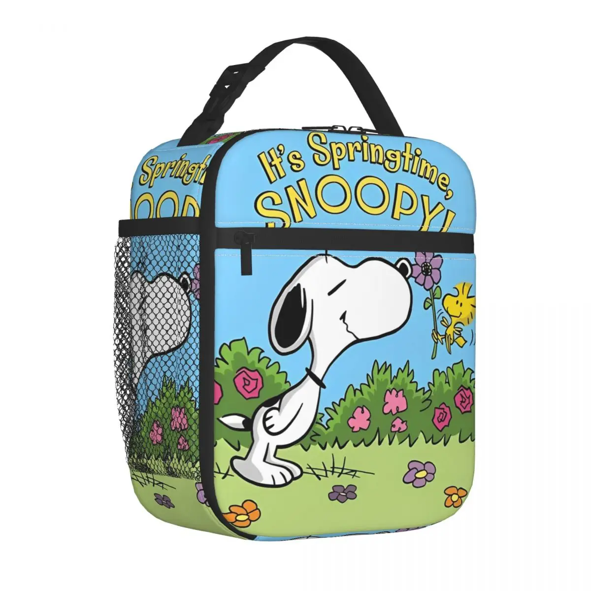 

Snoopy Woodstock, изолированные сумки для обеда с цветочным принтом, термосумка, контейнер для обеда, мультяшная портативная сумка-тоут, ланч-бокс, сумки для хранения еды