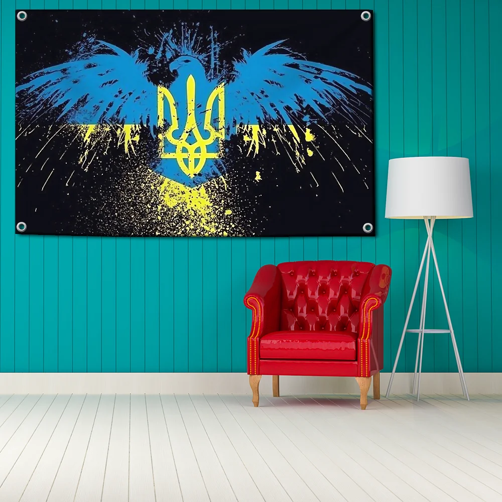 A-Ukraine Flag Hanging Flags 2×3ft 3×5ft Banner for Garage Wall Tapestry Curtain Rcing Flag 90x150cm Banner for Garage Bar Home