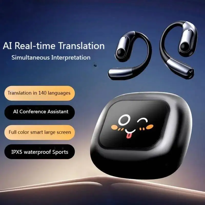 

Air Conduction Bluetooth 5.3 Earhook AI Translation 14mm Hifi Dynamic Coil Rechargeable Non in Ear Painless Waterproof Sports