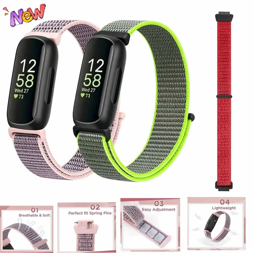 Elastic Nylon Braided Loop Strap For Fitbit Inspire 3/2/HR Breathable Adjustable Correa For Fitbit Ace 3/2 Replacement Accessory