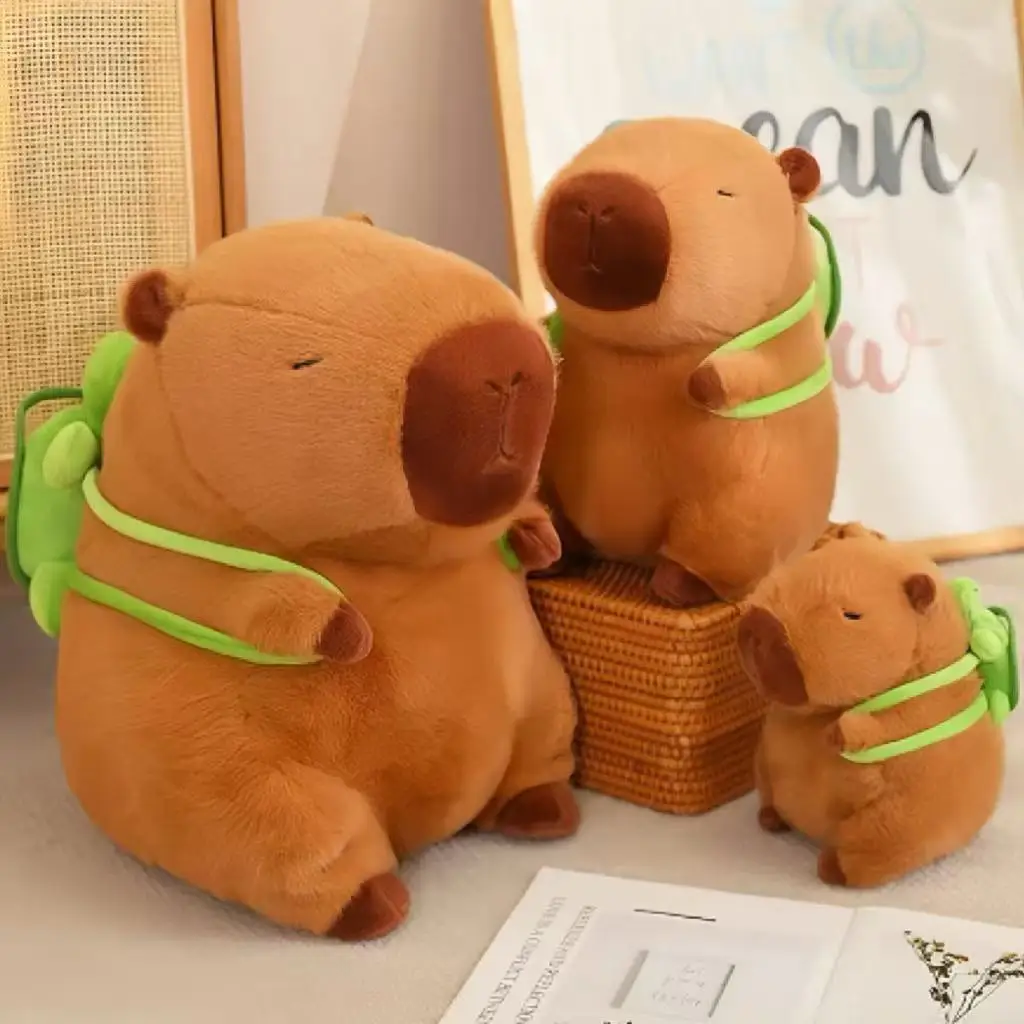 Cute Capybara Plush Toy Stuffed Animals Capibara with Turtle Backpack Kapibala Soft Doll Kids Toys Birthday Christmas Gift