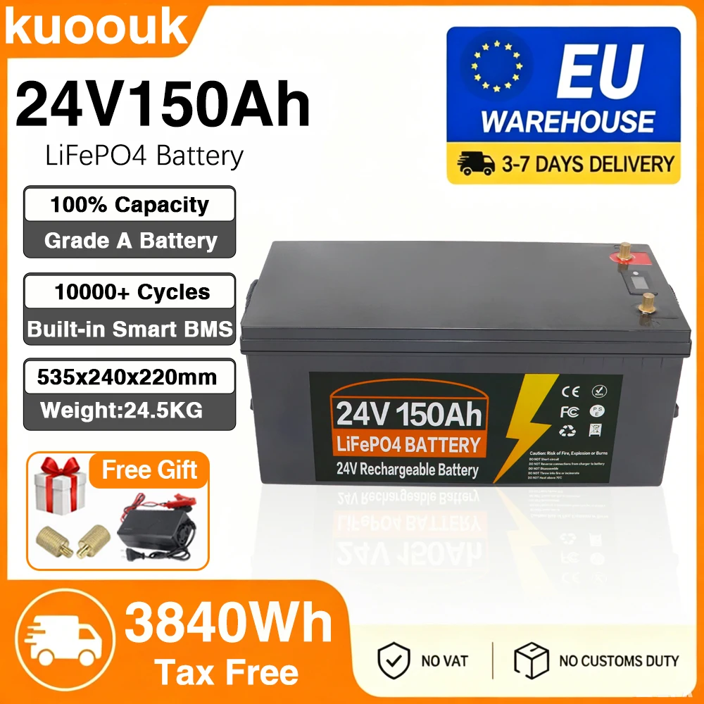 EU-Lager 12V 24V 150Ah 200Ah 100Ah 700Ah 350Ah LiFePO4-Batterie mit integriertem BMS und Kälteschutz, Lithium-Eisenphosphat-Zellen, lange Lebensdauer, Tiefentladezyklus für Wohnmobil-Solaranlagen,