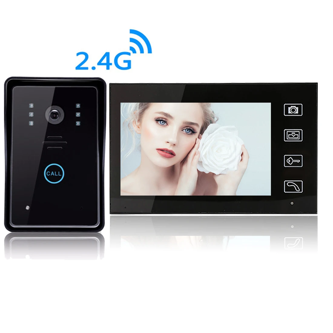 RU ES FR DE language 2.4GHz Wireless 7'' Video Door Phone Intercom Access Control System Doorbell Built-in Battery Night Vision