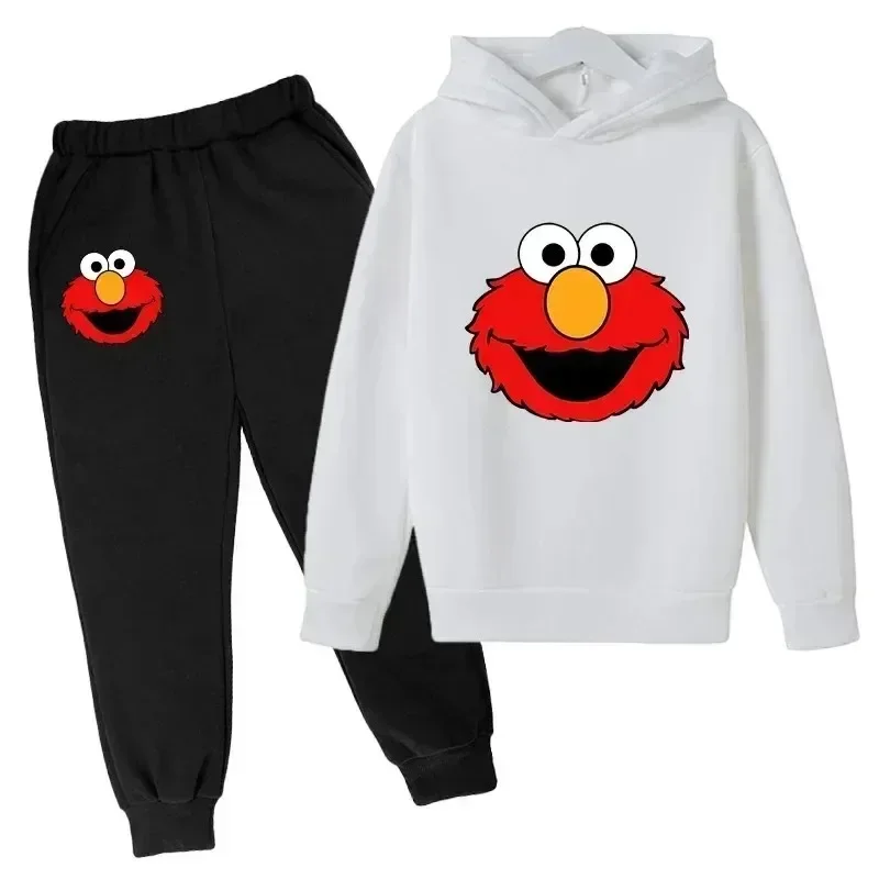 Spring Children\'s Cartoon Hoodie+pants Set Hood and Pants Elmo Anime Clothing for Boys Girls Aged 2-14 Clothes Kids Fashion Suit