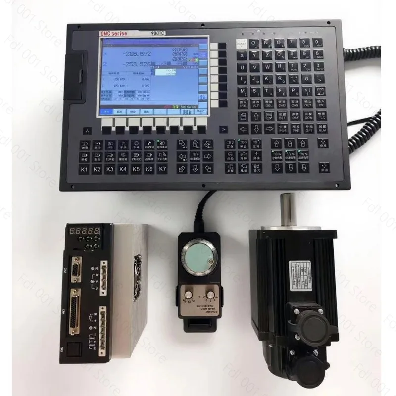 CNC Lathe Numerical Control System Double Axis Four Axis 980TC Controller Plus Servo Motor Set Machining Center Wide Number