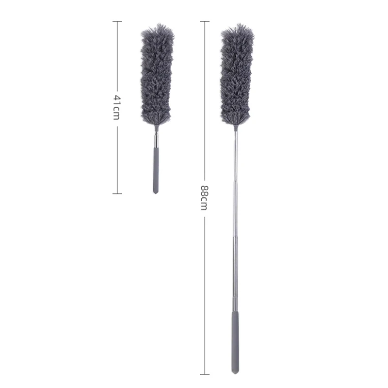 1 Pc Retractable Bendable Stainless Steel Long Handle Dusting Brush Microfiber Dusting Brush Home Cleaning Tools