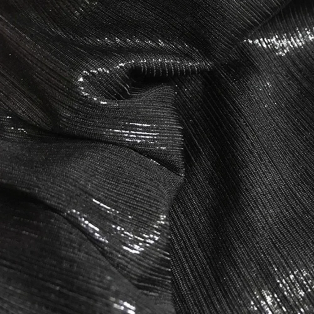 

Эластичная блестящая шелковая ткань, черная драпированная гладкая шелковая одежда Cheongsam, дизайнерская ткань для одежды, шитье по метрам, материал «сделай сам»