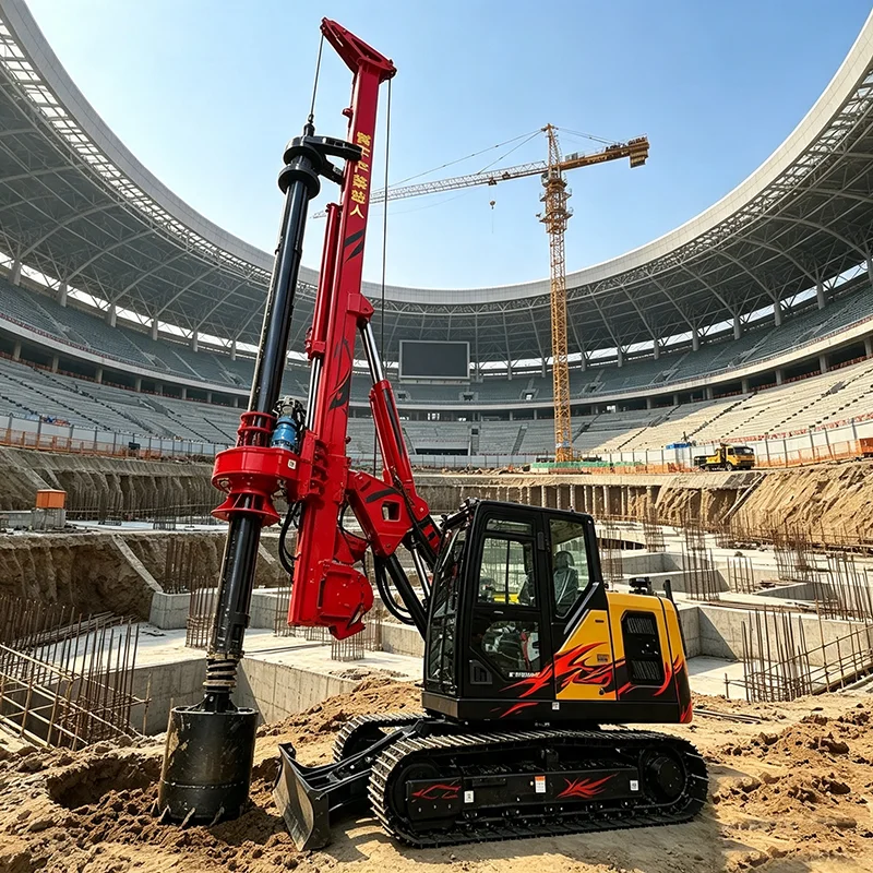 Foundation Rotary Drilling Rig Crawler Type Hydraulic Pile Drilling Machine for Solar Pile Installation