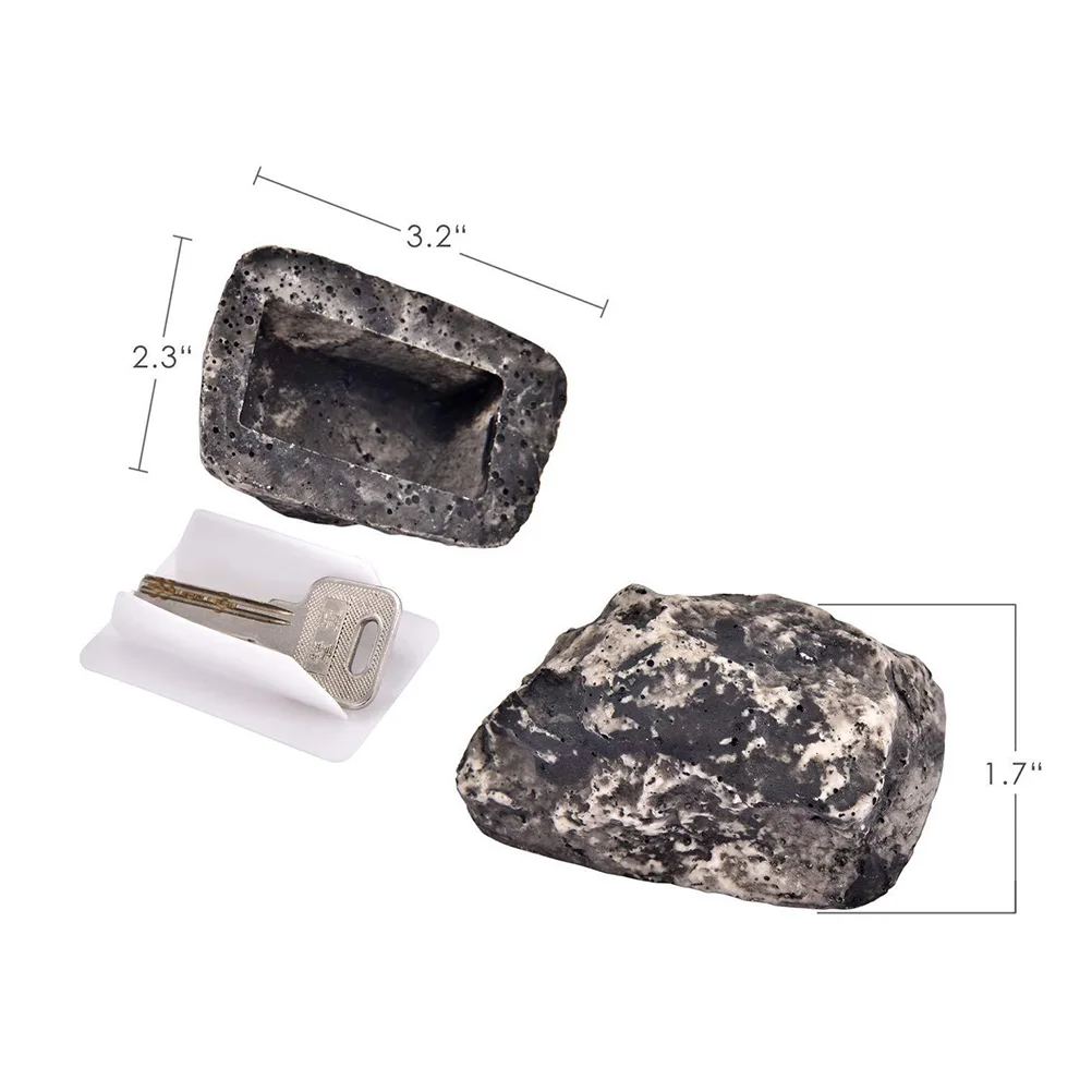 Stone-type Resin Key Box Hidden Storage Case Artificial Stone Key Hider Key Holder (Stone Cover + Stopper)