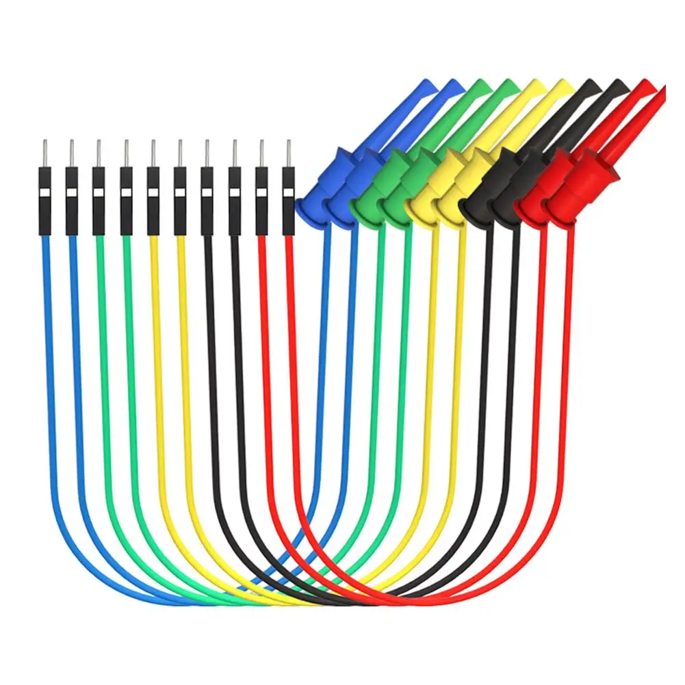 10pcs Test Line For Electrical Testing Power LED Light Strips Multimeters Breadboard Test Hook Clips Soft Silicone Test Leads