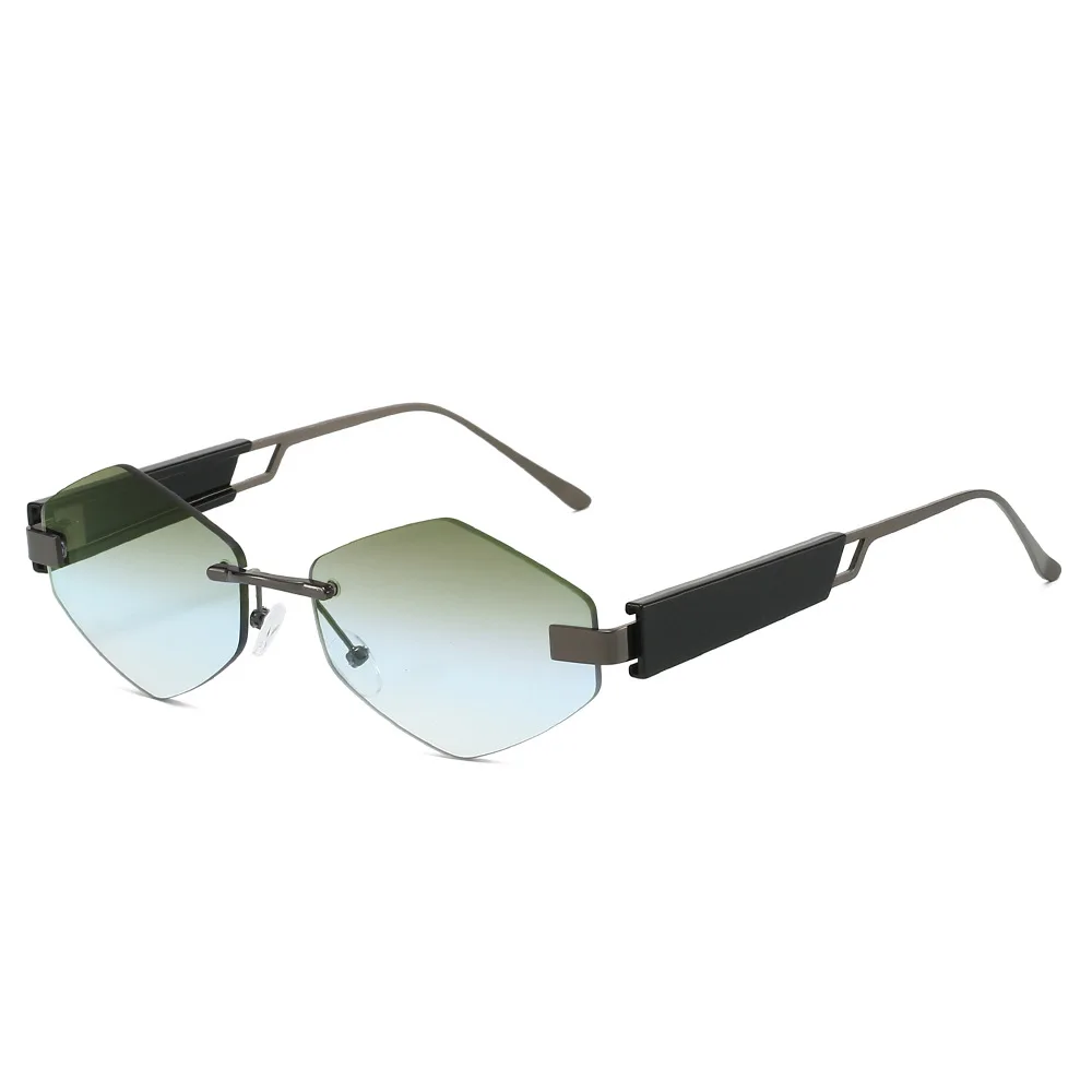 

Sunglasses Men Brand Designer Fashion Rimless Sun Glasses Shades Diamond Cut Lens Ladies Frameless Metal Eye Glasses for Women
