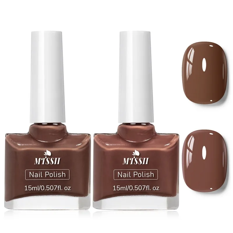 2pcs/set 15ml White Red Brown Glass Bottle Nail Polish Set NoWipe Top Soak Off UV LED Nail Lacquer Glitter Color Art Nail Polish