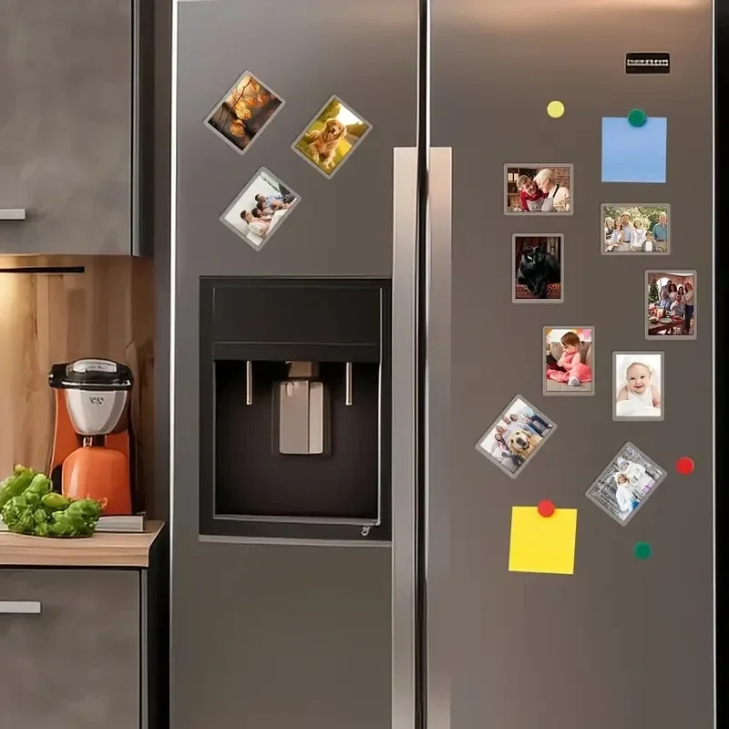 50Pcs Acrylic Photo Frame Set Mini Magnetic Refrigerator Picture Frames Insert Fridge Magnets Decoration Blank Craft Photo Frame