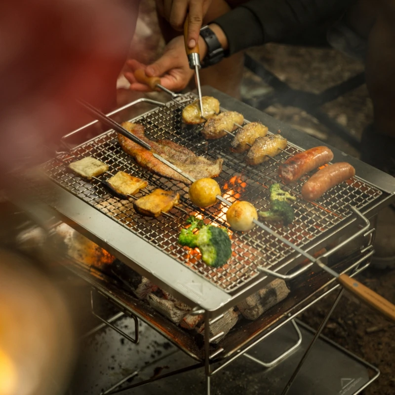 CAMPINGMOON MT-045 Stainless Steel Outdoor Camping Fire Stove Folding Barbecue Grill Cross-Border Portable BBQ Grill for Camping