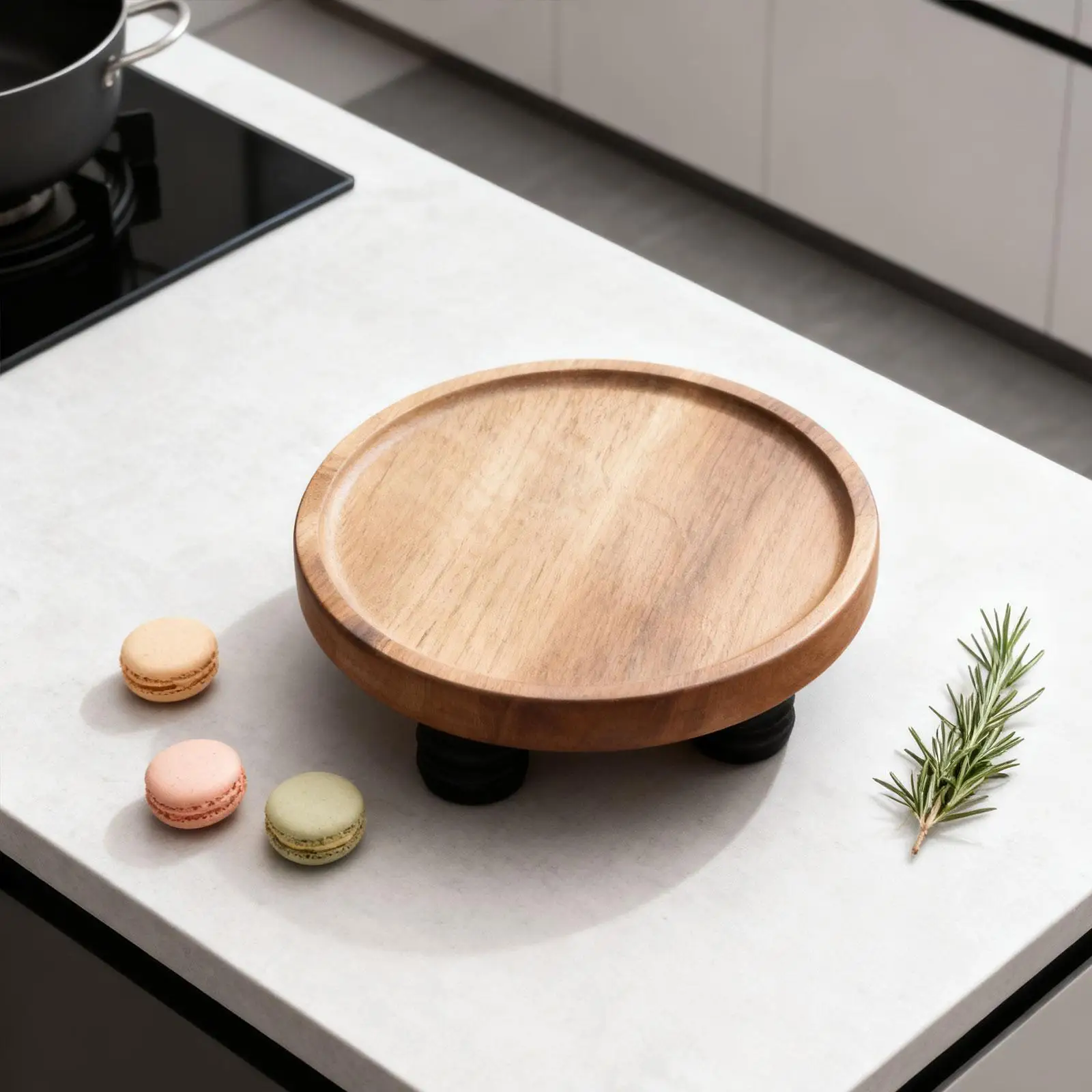 Wood Pedestal Stand Sturdy Multifunctional Stylish Decorative Tray Display Riser Wooden Riser for Kitchen Bottles Soap Dispenser