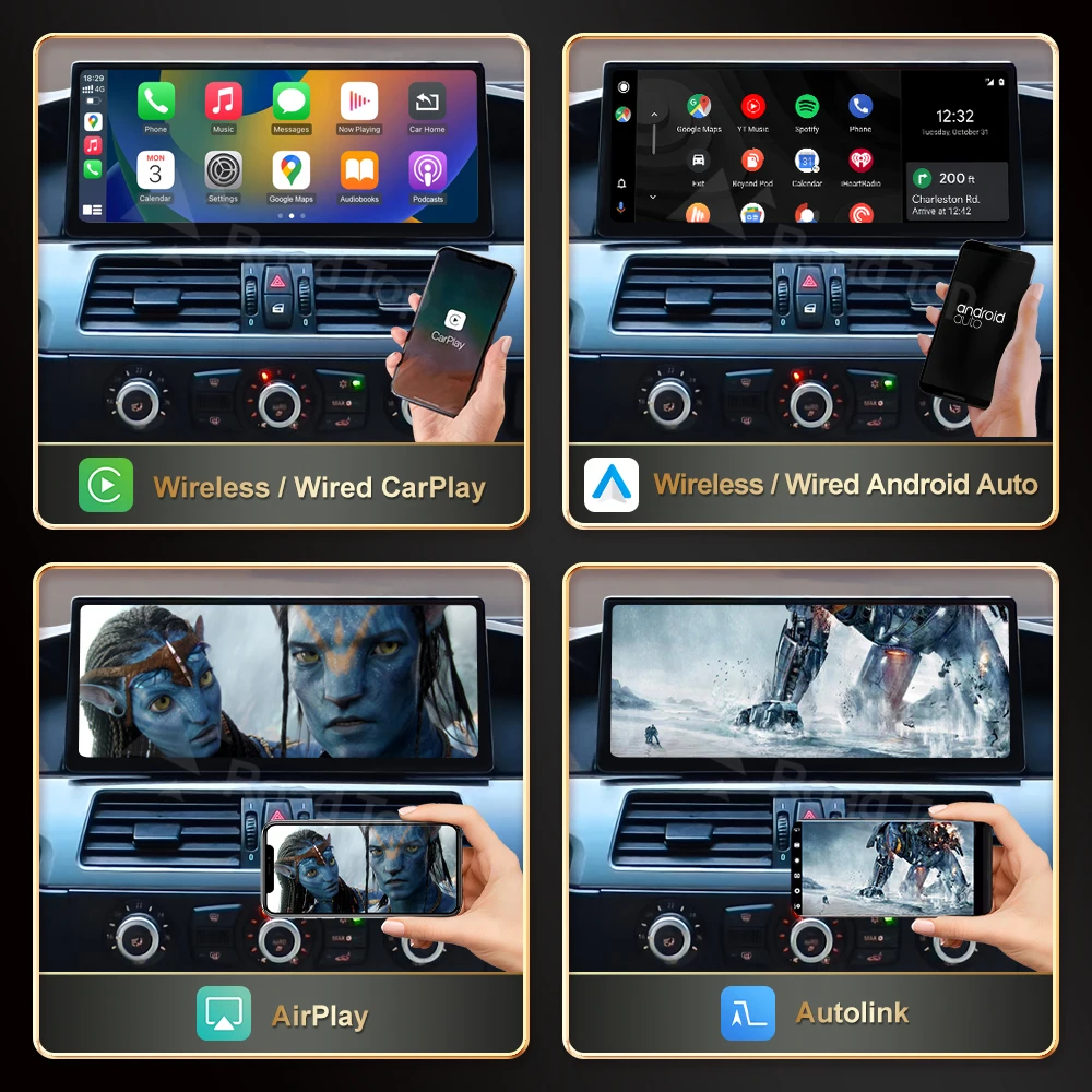 12.3 RoadTop Wireless CarPlay Android-Auto لسيارات BMW Series 3 5 E90 E91 E92 E93 E60 E61 CCC CIC شاشة رفيعة للغاية للوسائط المتعددة