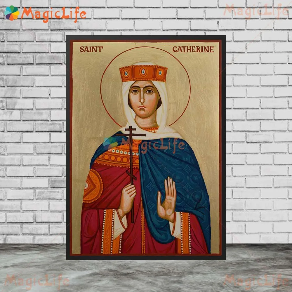 St Catherine of the Wheel St Catherine of Alexandria Orthodox Wall Pictures For Church Poster Wall Art Canvas Painting Unframed