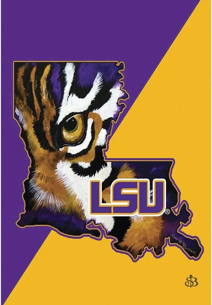 LSU Louisiana State Tigers Purple and Gold Tone 18 x 13 Rectangular Screenprint Small Garden Flag