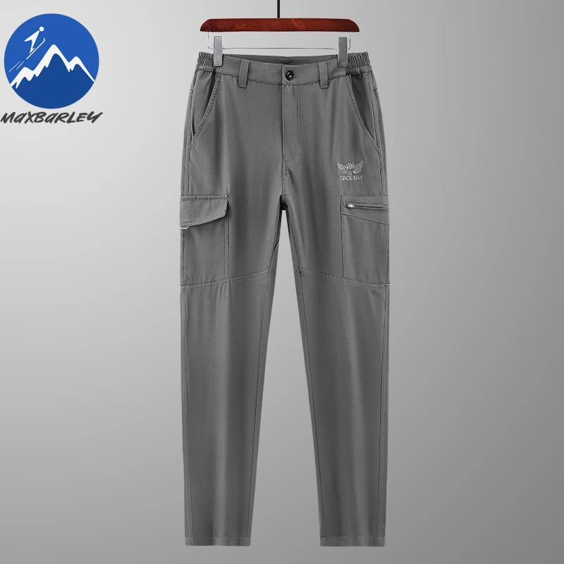 

Maxbarley Hiking Quick-drying Work Pants Men 2026 New Spring Retro Waterproof Zipper Pocket Trousers Man Casual Riding Pants