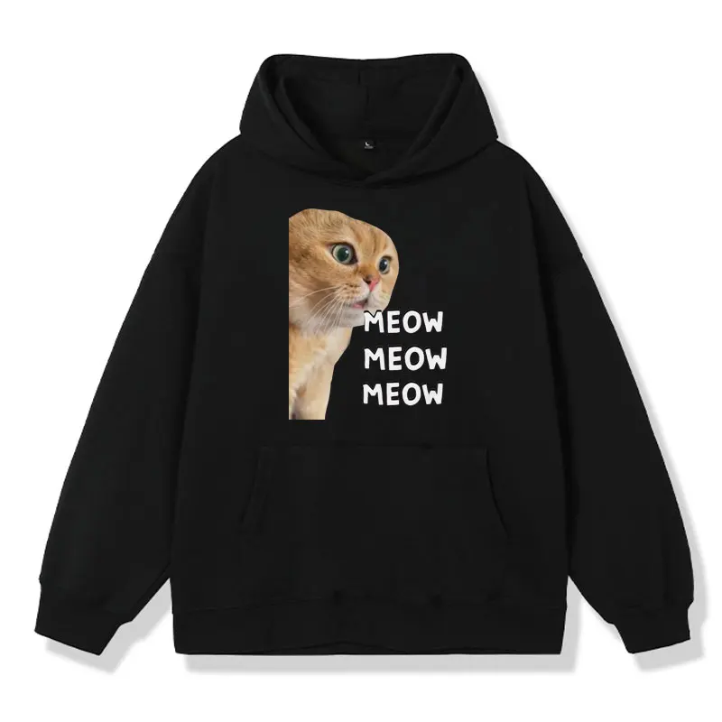 

Talking Meme Cat Funny Graphic Print Hoodie Autumn and Winter Fashion Oversized Sweatshirt Cartoon Harajuku Hoody Pullover Man