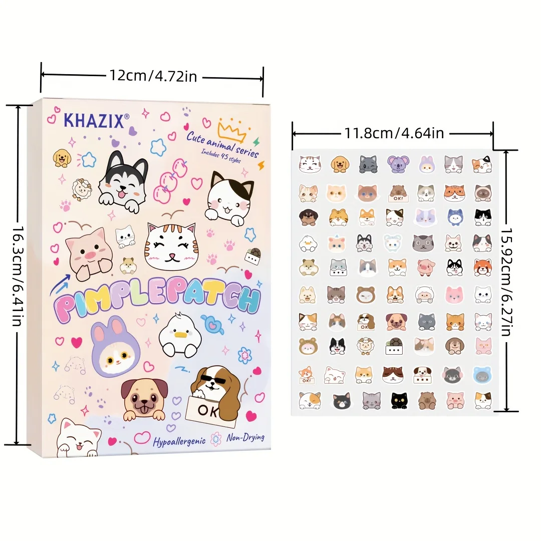 350 PCS Cute Cartoon Acne patchs, 70 Different Shapes of Hydrocolloid Acne Patches, Hydrocolloid Blemish Covering Acne patch