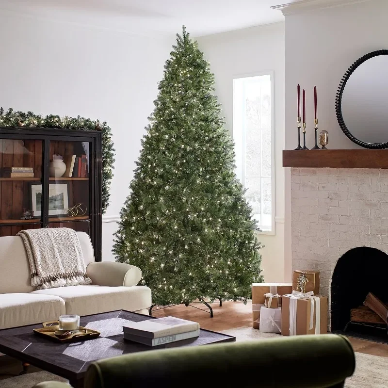 Pre-lit 'Feel Real' Artificial Giant Downswept Christmas Tree,  Douglas Fir, White Lights, Includes Stand, 10 feet