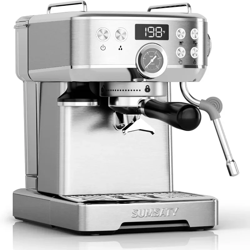 

Espresso machine, stainless steel espresso machine with milk frother, separate hot water, home espresso machine