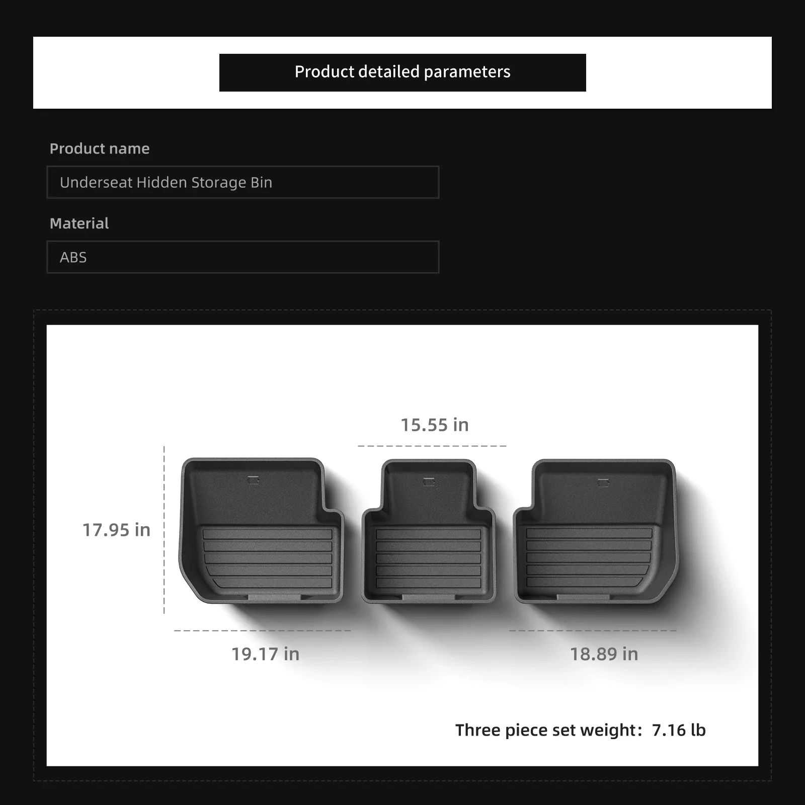 테슬라 사이버트럭 2024 2025 2026용 LUCKEASY 시트밑 수납함 자동차 뒷좌석 하단 박스 케이스 정리함 액세서리 3종 썸네일 6