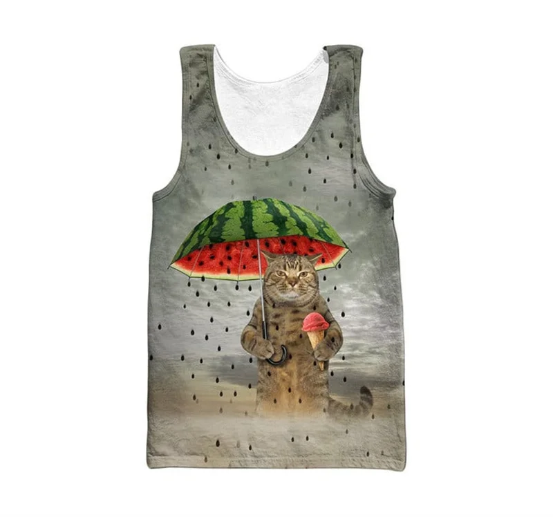 Cat The Sufferings Of Jesus Tank Tops For Men Women 3d Printed Vest Tees Sports Gym Graphs T-shirts Children Harajuku Y2k Tops