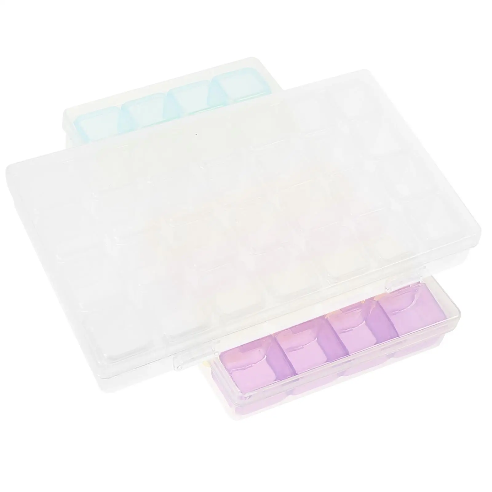 

2 Sets Mini Shape 28 Grids Empty Rhinestone Case Transparent Colorful Acrylic Nail Storage Box For Manicure Accessories