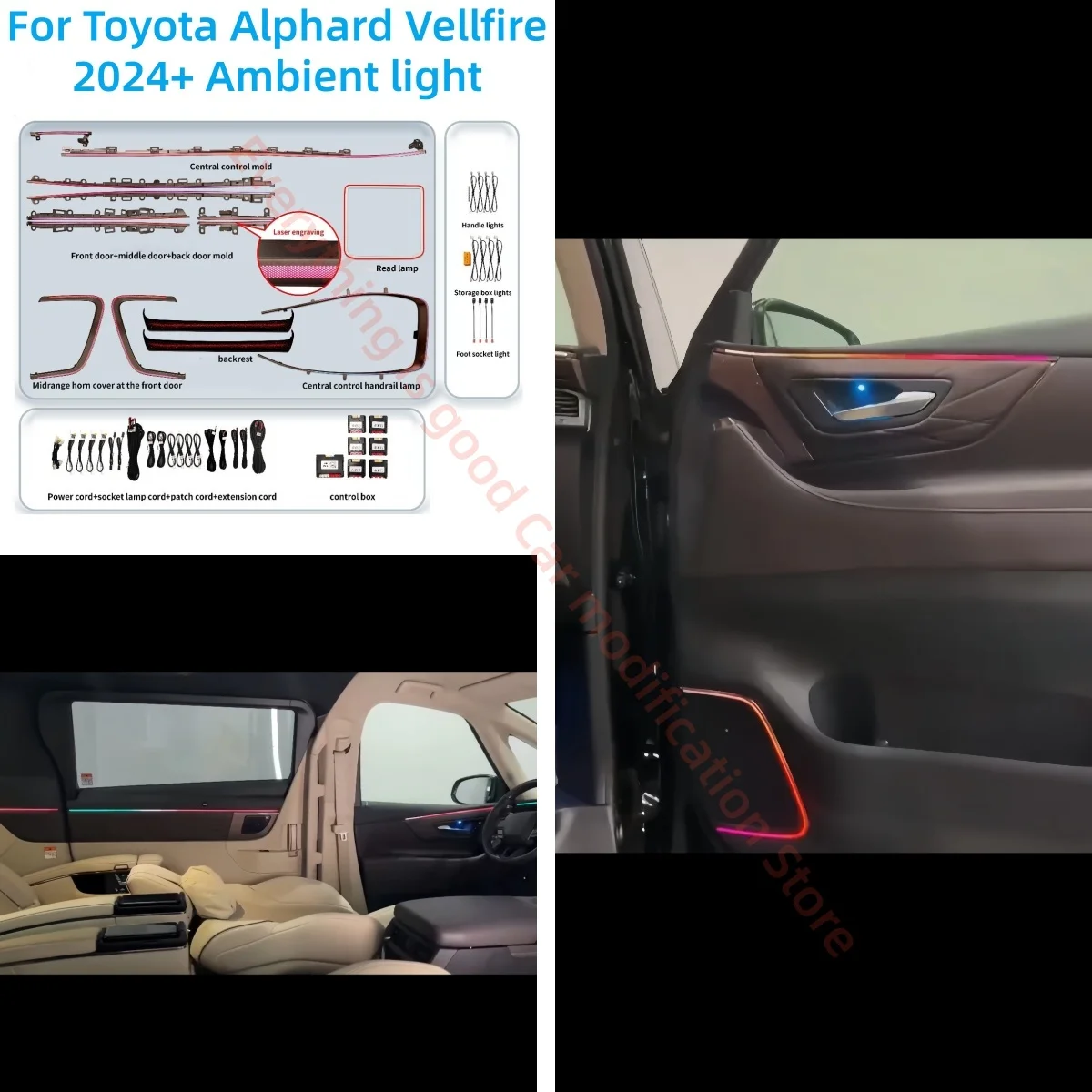 For Toyota Alphard Vellfire 2024+ LHD/RHD Atmosphere Lamp car interior lighting upgrade car accessories Screen &APP control New