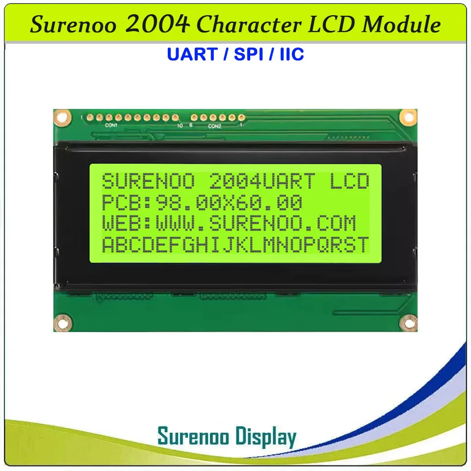 Imagem -03 - Surenoo-lcm Display Panel For Arduino Lcm Lcd Screen Serial Spi Iic I2c Amarelo Verde Blue Character 204 20x4 2004