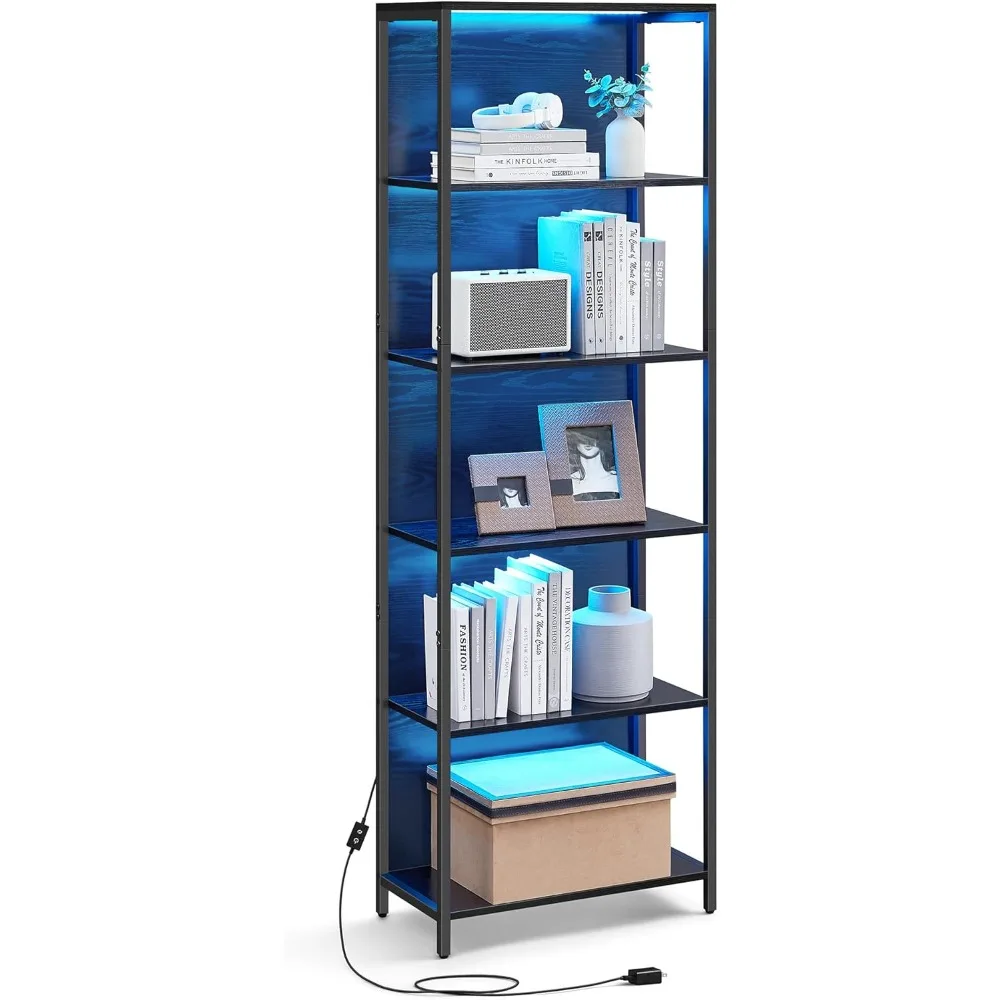 

LED Bookcases, Display Shelf with Dimmable Lights Steel Frame for Living Room Bedroom Office, Bookshelf