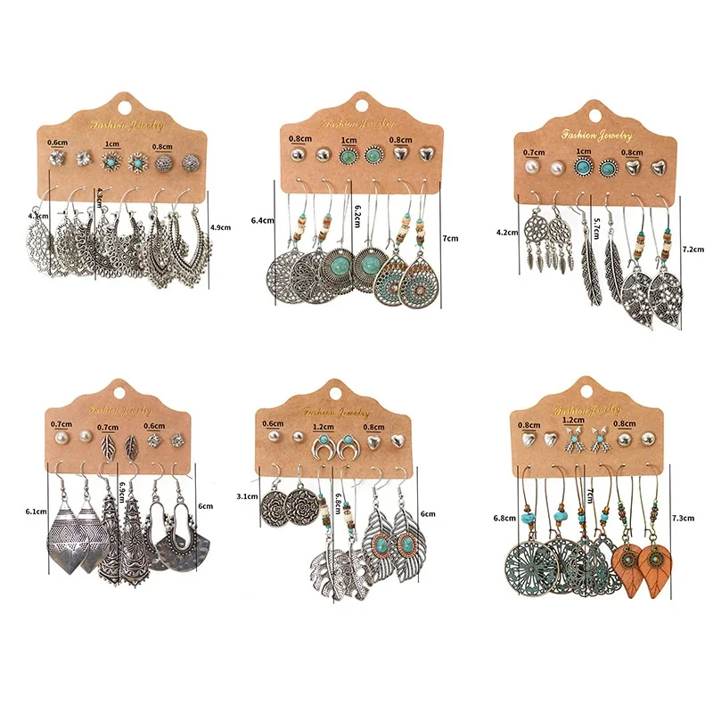 36 Pairs Fashion Vintage Drop Dangle Earrings Set for Women Girls Bohemian Earrings for Birthday/Party/Valentine Gifts