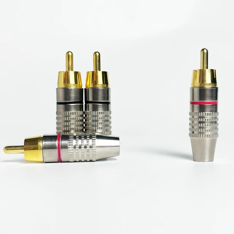 4/10/20PCS Solderless Gold-Plated RCA Plugs, Metal AV Audio Video Connectors for Amplifier, Speaker, DIY Easy Installation