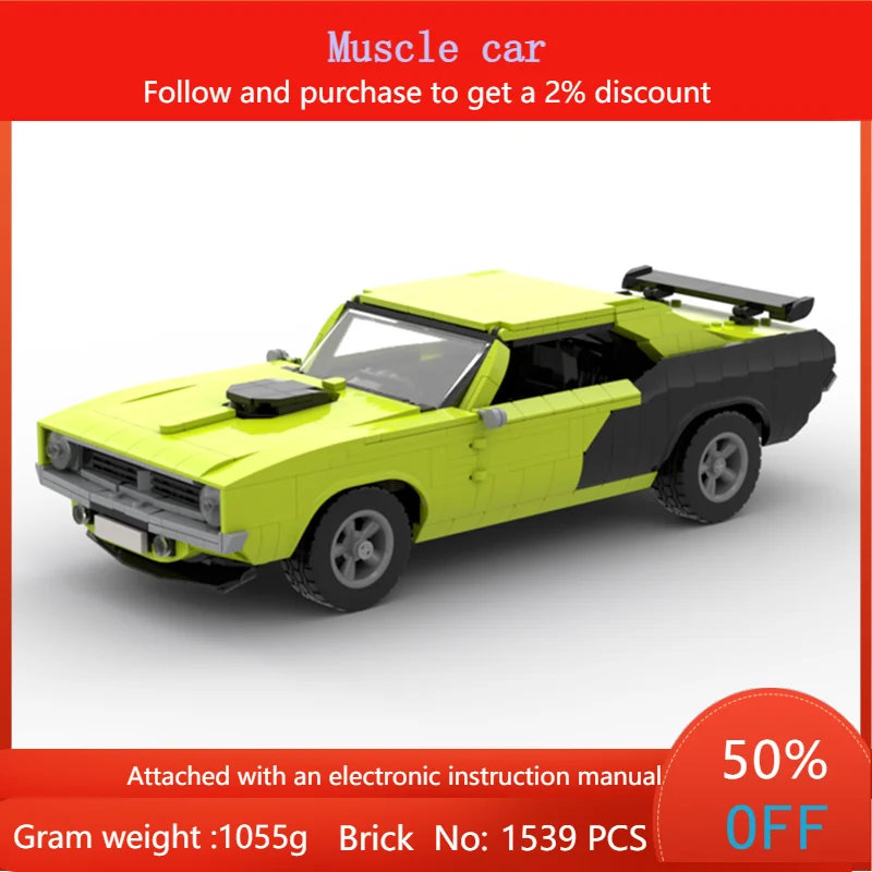 

1539, детали MOC, строительный блок, модель автомобиля, мускулистая машина для мальчиков, взрослых, детей, креативный рождественский подарок, развивающая строительная игрушка