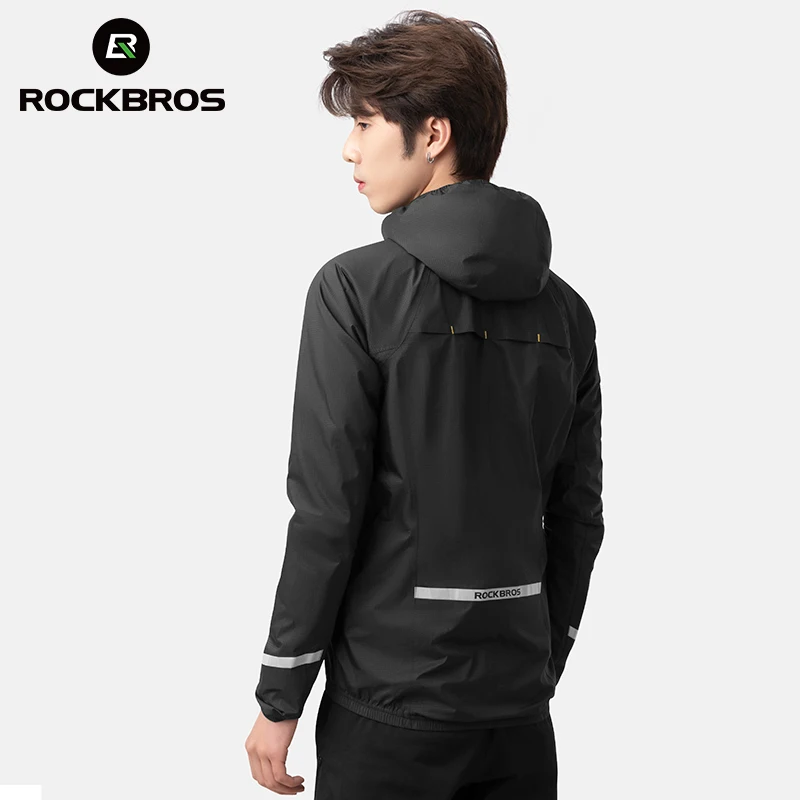 ROCKBROS Cycling Raincoat Quick Dry Breathable Lightweight Waterproof Jacket Foldable Hooded Jacket Men Outdoor Cycling Clothing